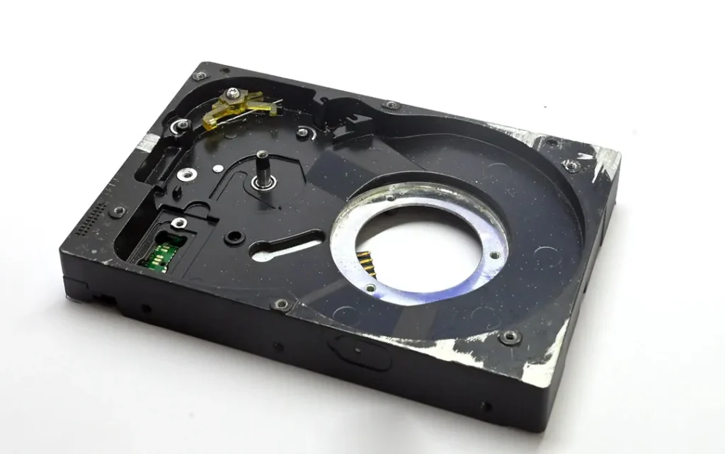 Old hard disk case for custom-built PCB driller base