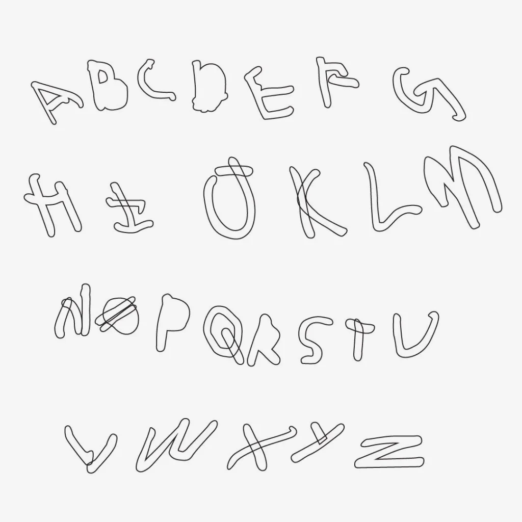 Scribble to typography: Typeface is converted into outline