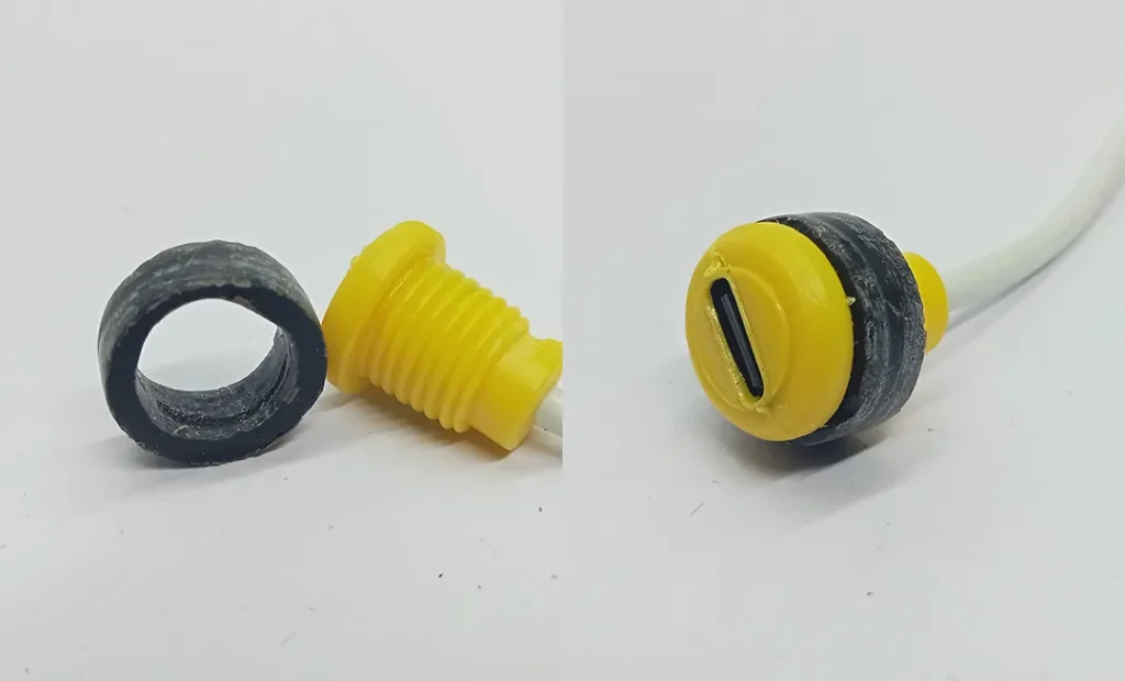 Customized holder for C-type connector for rugged Bluetooth speaker