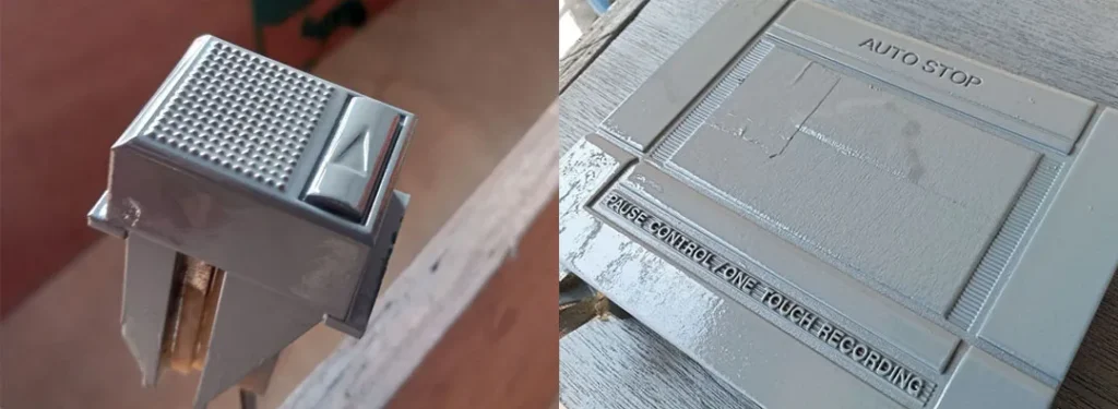 Play button and cassette loading door after a single primer base coat.