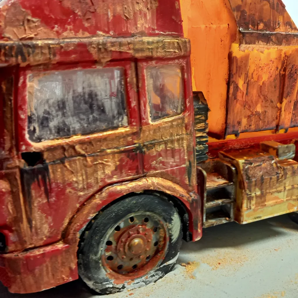 After first-cut coloring for abandoned truck