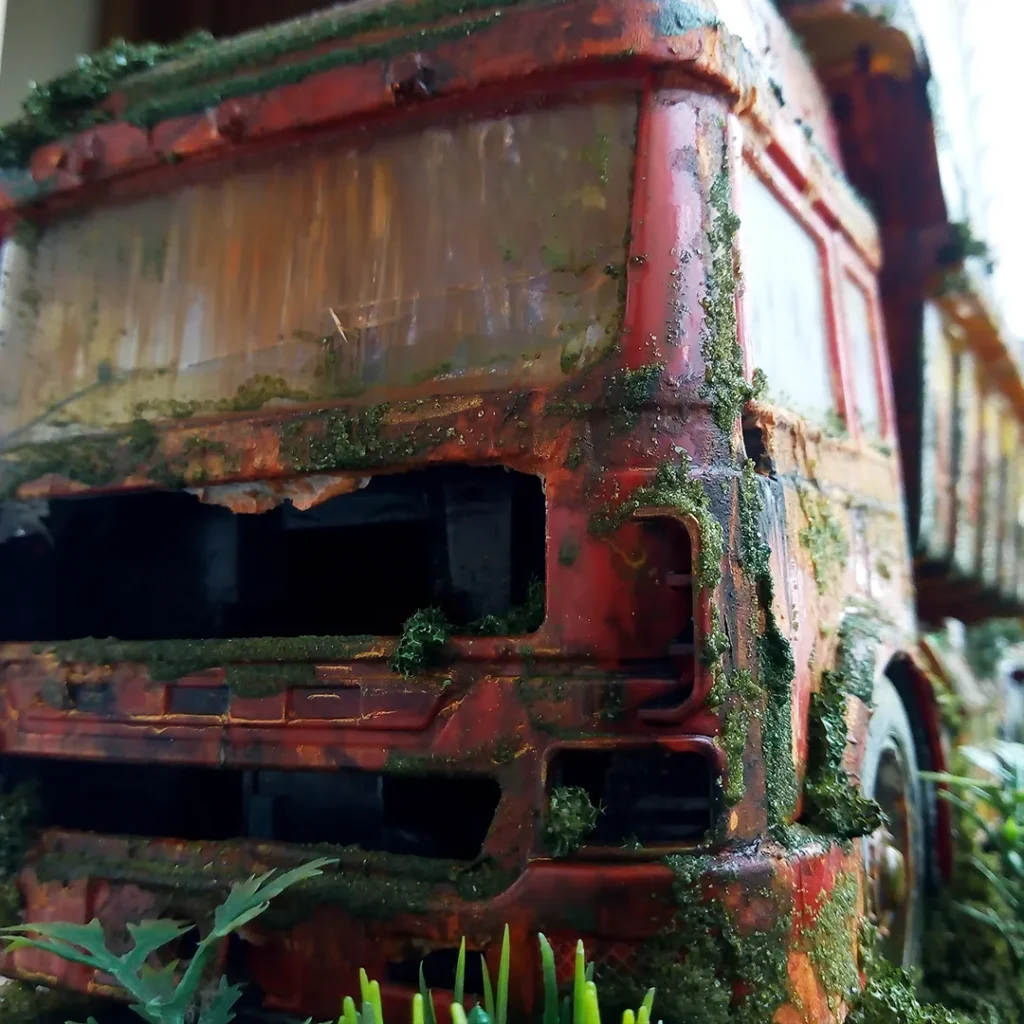 completed rustic truck model, front view