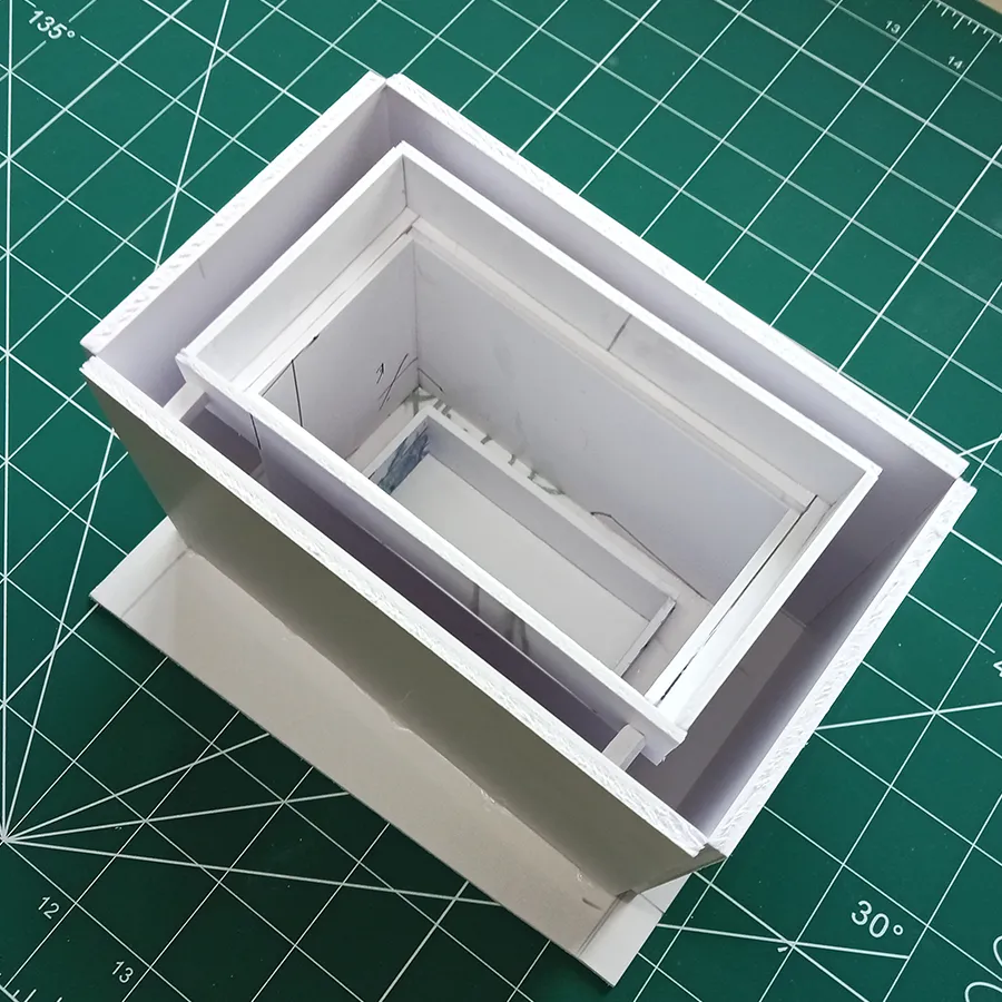 created cavity for mould by attaching the four side panels