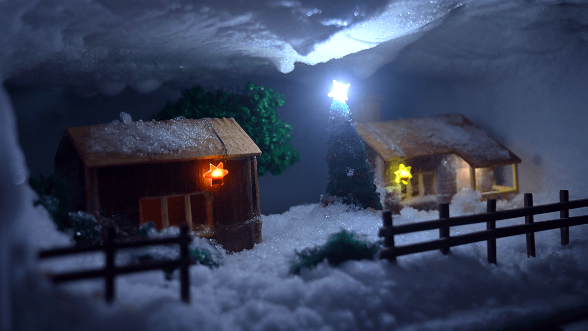 Create a snowy Christmas miniature village in your freezer.