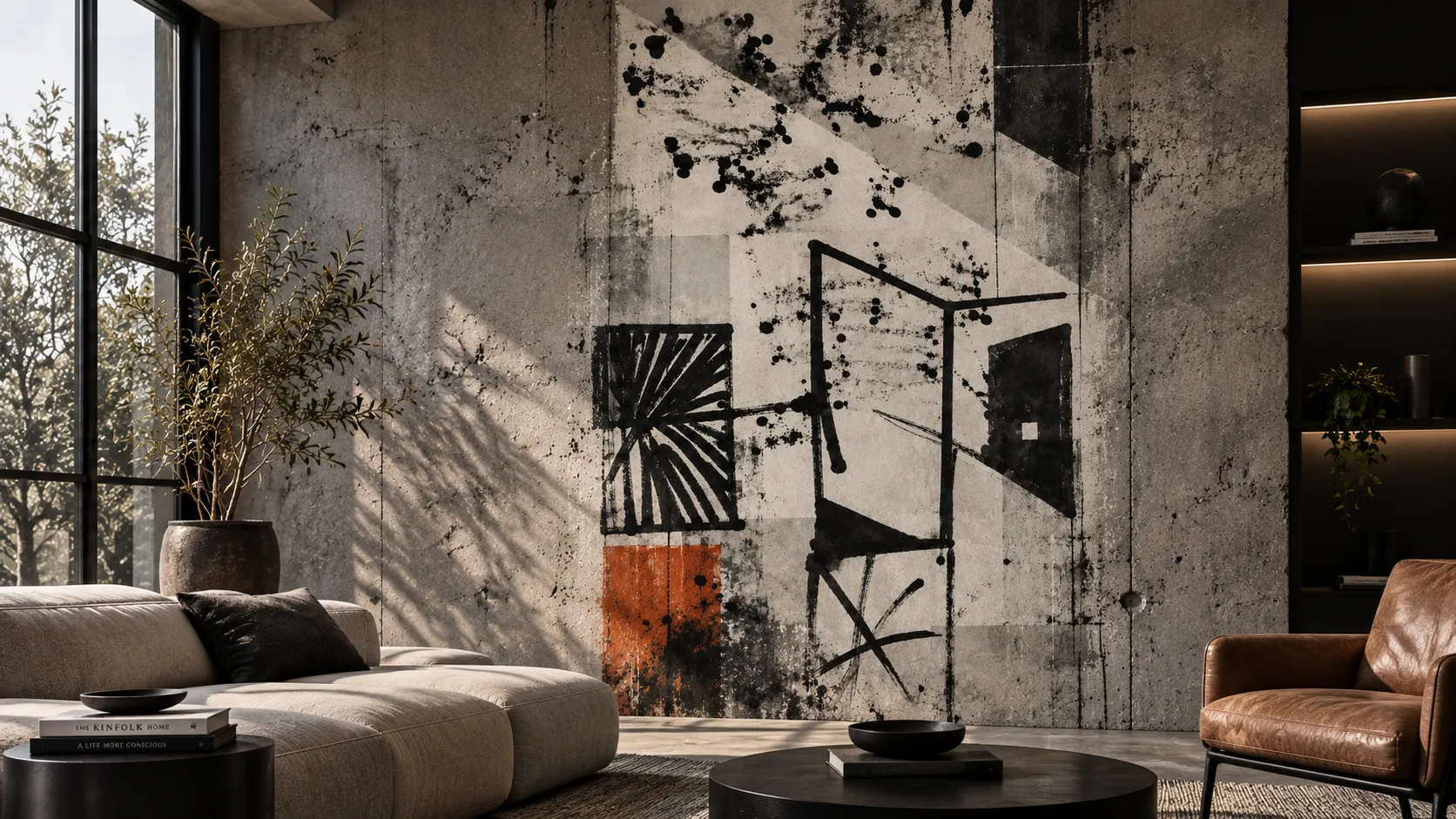 Mock-up of the abstract art poster in a room setting