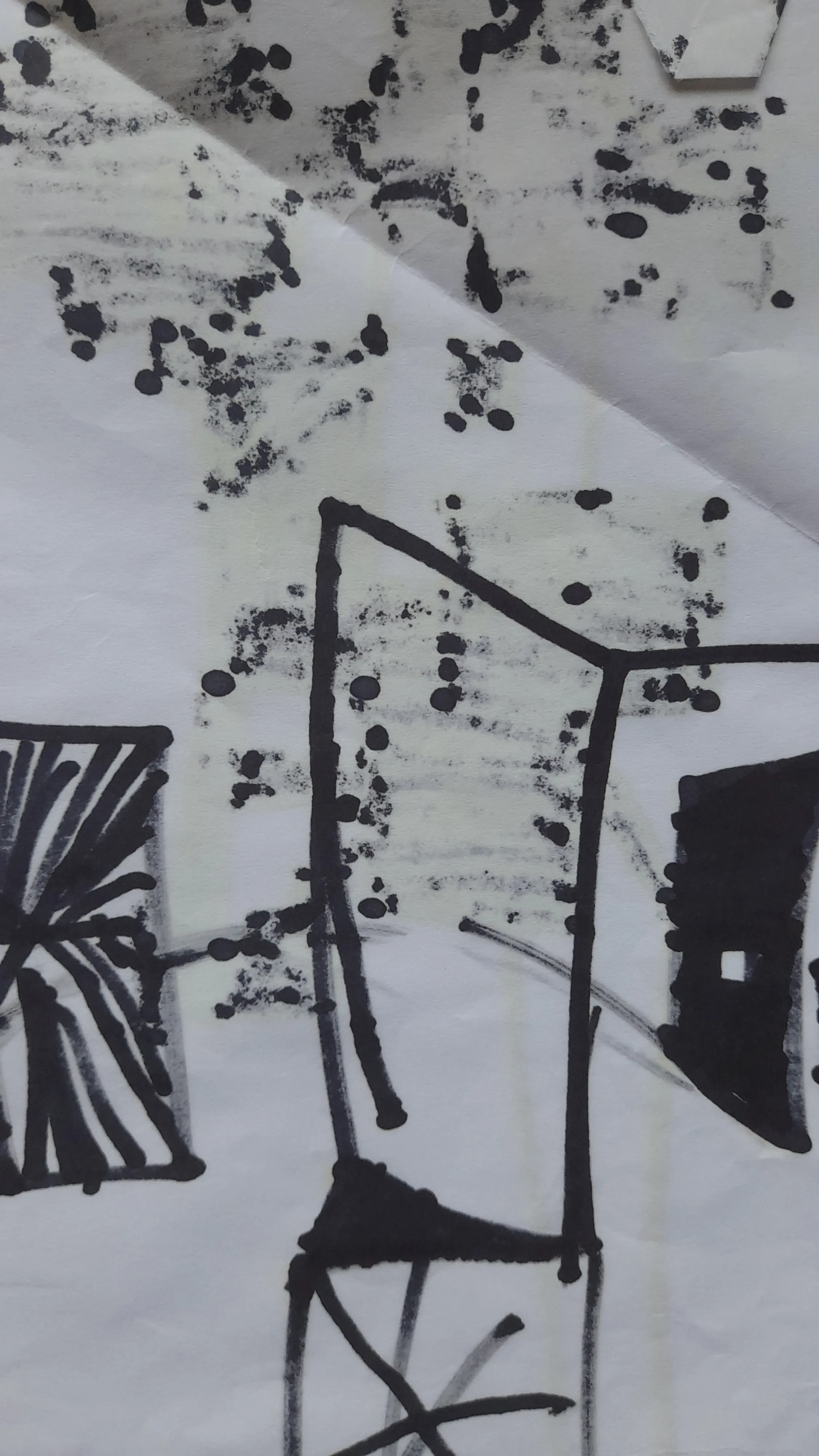 Original hand-drawn sketch before abstract poster conversion