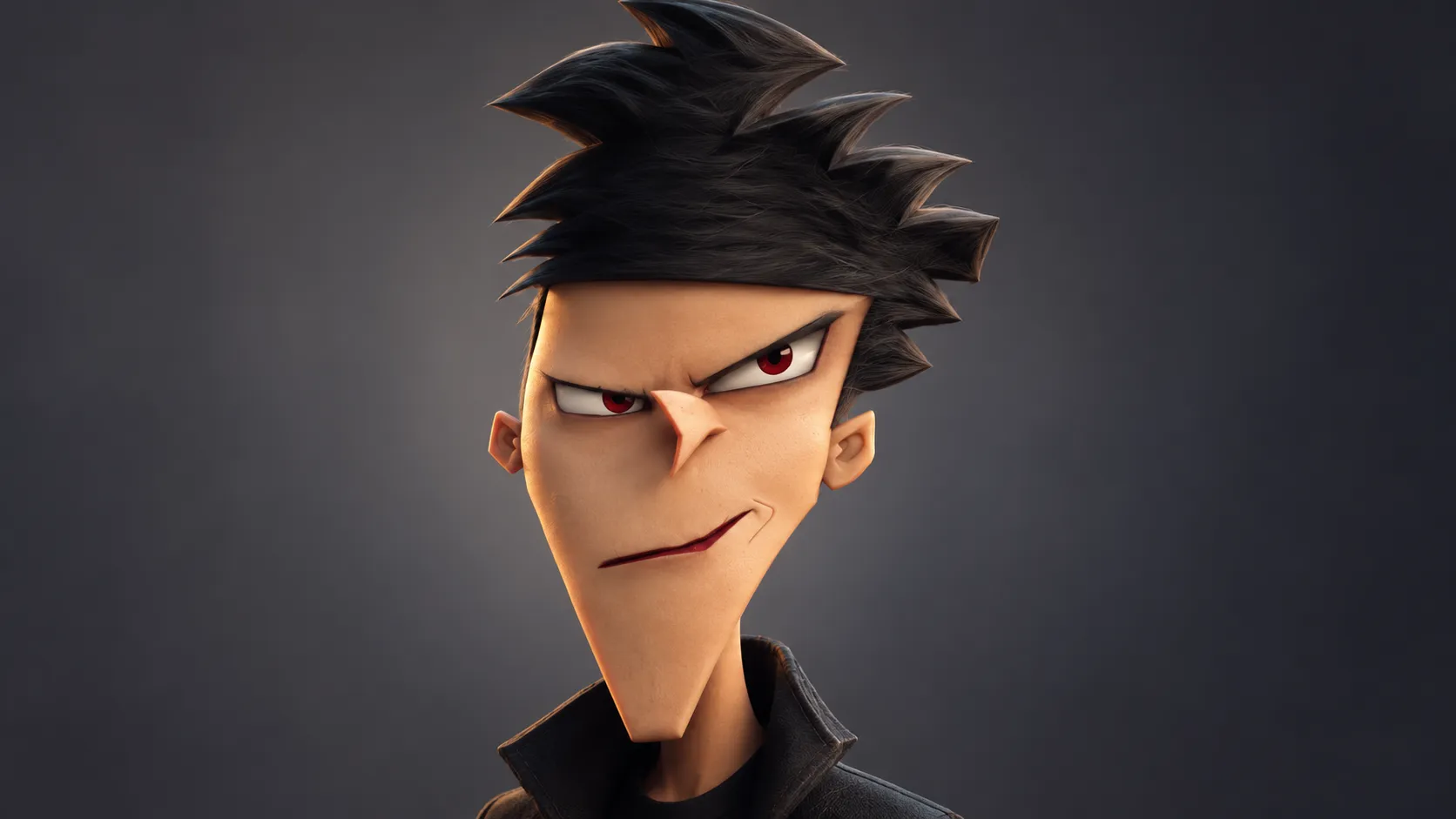 3D animated transformation of the Goku-inspired character sketch