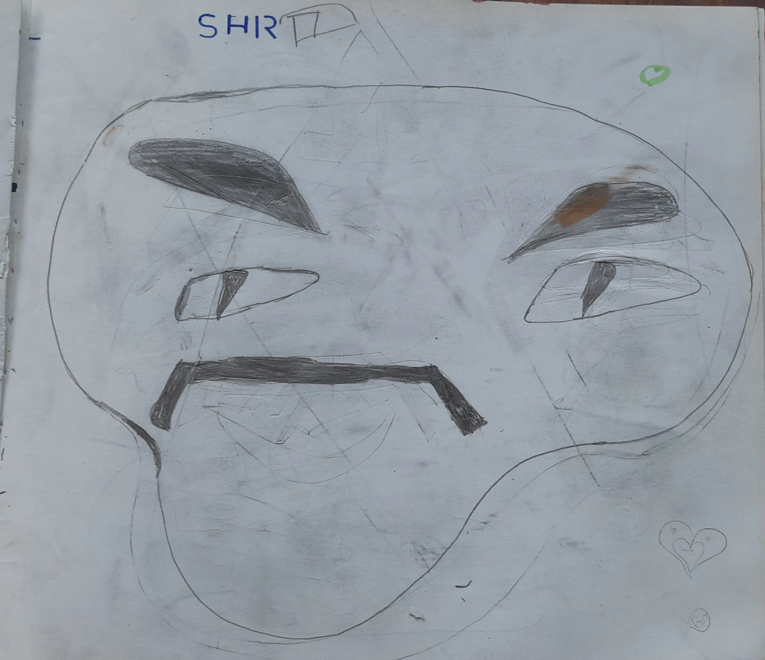 Original hand-drawn sketch of the skeptic character